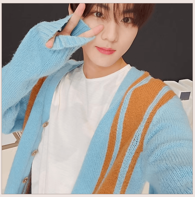 Mohair Strip Cardigan Sky Blue Jungwon's Pick