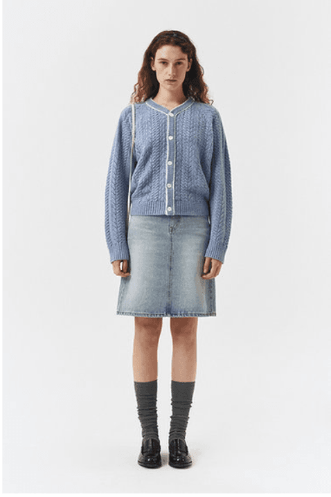 UNISEX LINING CROCHET Knit Cradigan Blue (Joshua's Pick)