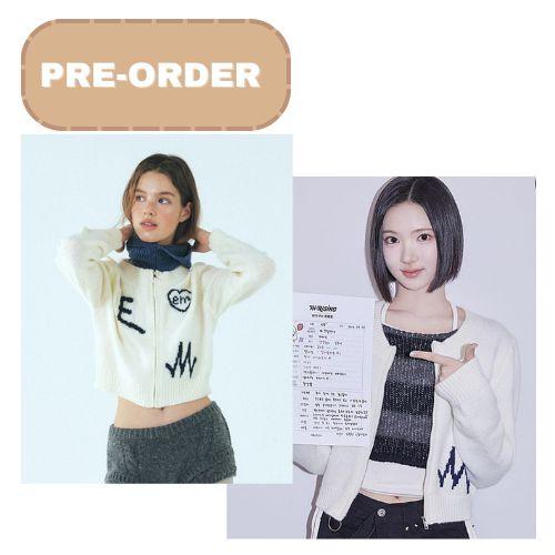 PRE-ORDER Etmon Lettering Zip Up Knit Cardigan